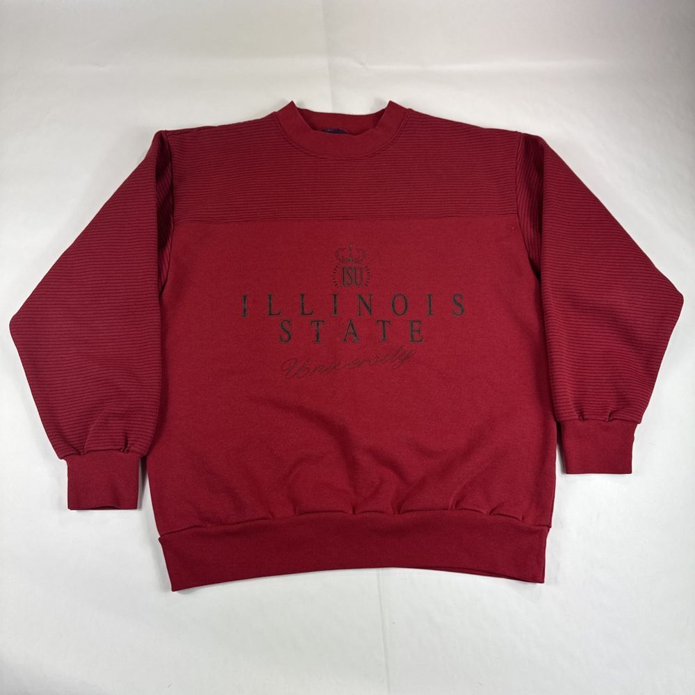 Vtg‎ Jansport Illinois State Sweater Mens L USA Made Red Y2K 90s Grandpa Preppy